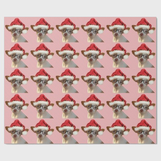 Hipster Chihuahua Weihnachtswrapping Paper Geschenkpapier (Flach)