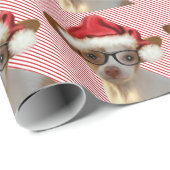 Hipster Chihuahua Weihnachtswrapping Paper Geschenkpapier (Rolleneckpunkt)