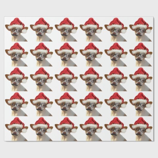 Hipster Chihuahua Weihnachtswrapping Paper Geschenkpapier (Flach)