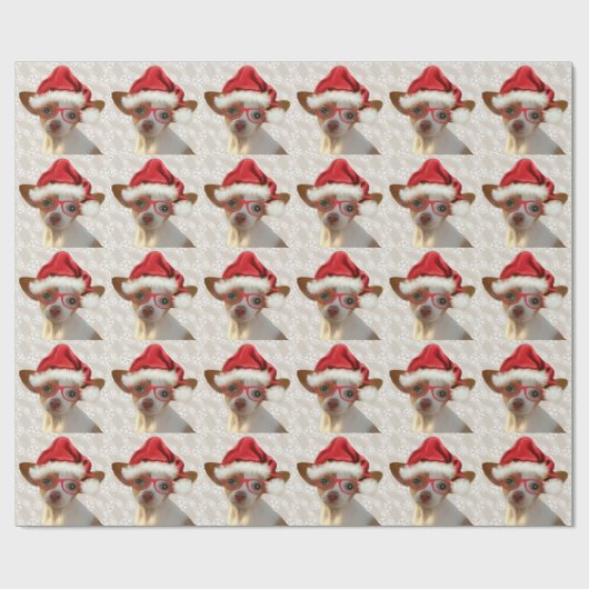 Hipster Chihuahua Weihnachtswrapping Paper Geschenkpapier (Flach)
