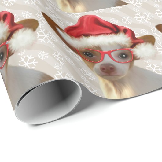 Hipster Chihuahua Weihnachtswrapping Paper Geschenkpapier (Rolleneckpunkt)