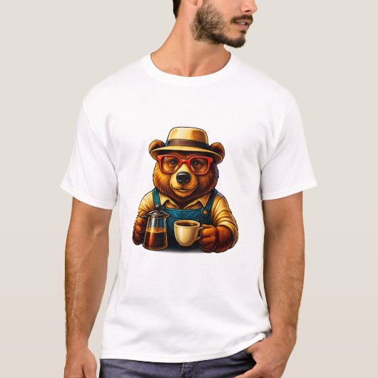 Hipster Coffee Bear – Stylish Drip Brew T-Shirt (Vorderseite)