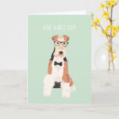 Hipster Cool Fox Terrier Wire Dog für Hundeliebhab Karte (Gelbe Blume)