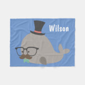 Hipster Cool Whale Baby Boy Fleecedecke (Vorderseite (Horizontal))