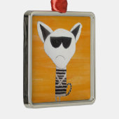 Hipster cooler Cartoon Silbernes Ornament (Rechts)