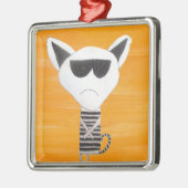 Hipster cooler Cartoon Silbernes Ornament (Links)