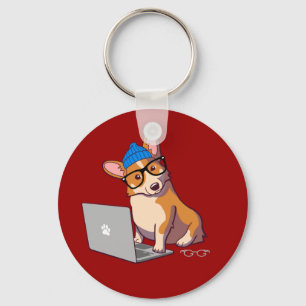 Hipster Corgi 2 (ohne Text) Schlüsselanhänger