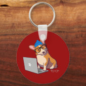 Hipster Corgi 2 (ohne Text) Schlüsselanhänger (Vorderseite)