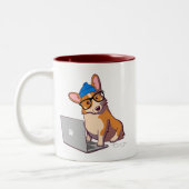 Hipster Corgi 2 (ohne Text) Zweifarbige Tasse (Links)