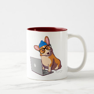 Hipster Corgi 2 (ohne Text) Zweifarbige Tasse