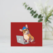 Hipster Corgi 2 Postkarte (Stehend Vorderseite)