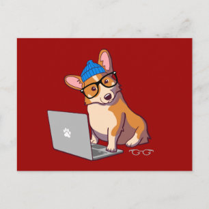 Hipster Corgi 2 Postkarte