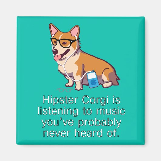 Hipster Corgi Magnet (Vorne)