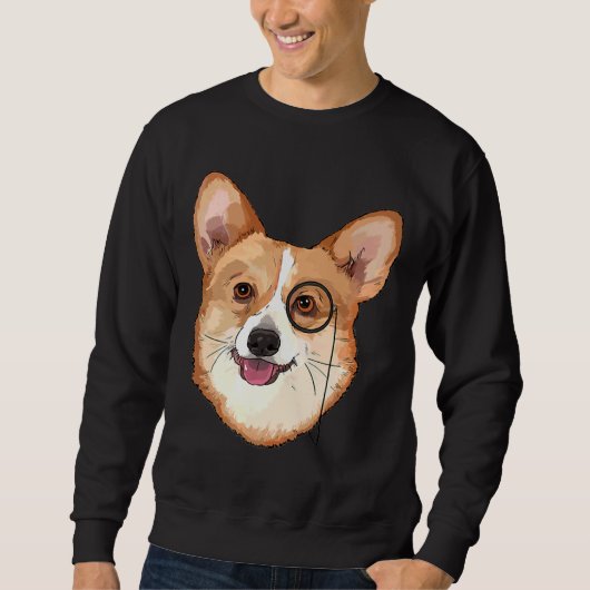 Hipster Corgi mit Monocles Corgi Sweatshirt (Vorderseite)