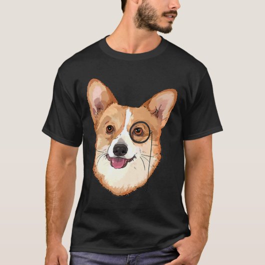 Hipster Corgi mit Monocles Corgi T-Shirt (Vorderseite)