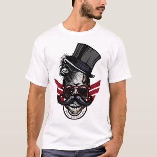 Hipster Crane Skull Schnurrbart T-Shirt