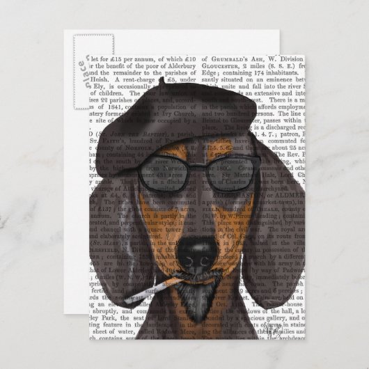 Hipster Dackel Black und Tan Postkarte (Vorne/Hinten)