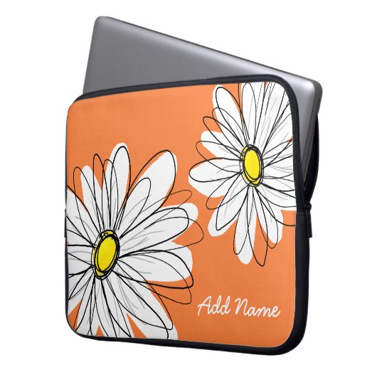 Hipster Daisy Zeichnend in trendigen Farben Laptopschutzhülle (Vorderseite Links)