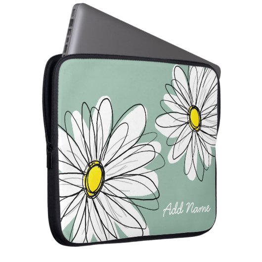 Hipster Daisy Zeichnend in trendigen Farben Laptopschutzhülle (Vorne Rechts)