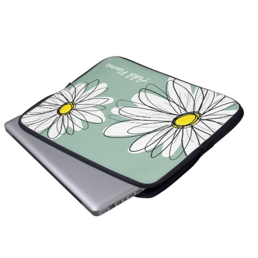 Hipster Daisy Zeichnend in trendigen Farben Laptopschutzhülle (Vorne Knopf)