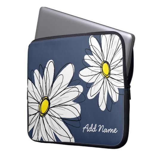 Hipster Daisy Zeichnend in trendigen Farben Laptopschutzhülle (Vorderseite Links)
