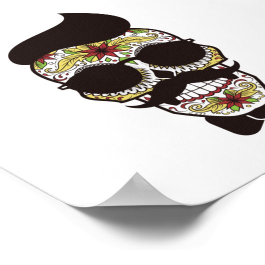 Hipster Day of the Dead Skull Poster (Ecke)