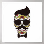 Hipster Day of the Dead Skull Poster (Vorne)