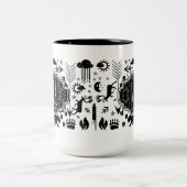 Hipster Deer Bear Fox Vintag Retro Zweifarbige Tasse (Mittel)