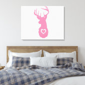 HIPSTER DEER KOPF MIT HERZEN LEINWANDDRUCK (Insitu (Schlafzimmer))