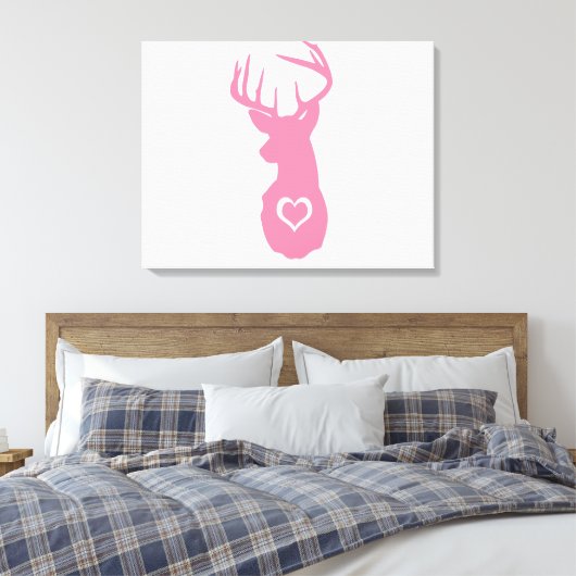 HIPSTER DEER KOPF MIT HERZEN LEINWANDDRUCK (Insitu (Schlafzimmer))
