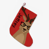 Hipster Deer Personalisiert Kleiner Weihnachtsstrumpf (Vorderansicht (hängend))