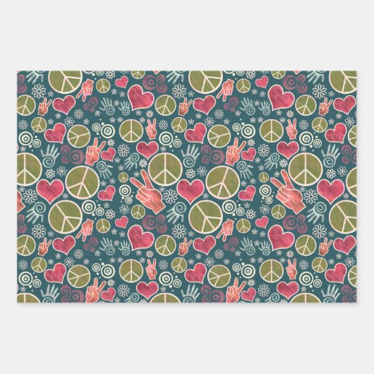 Hipster des Friedenssymbol Geschenkpapier Set (Vorderseite 3)