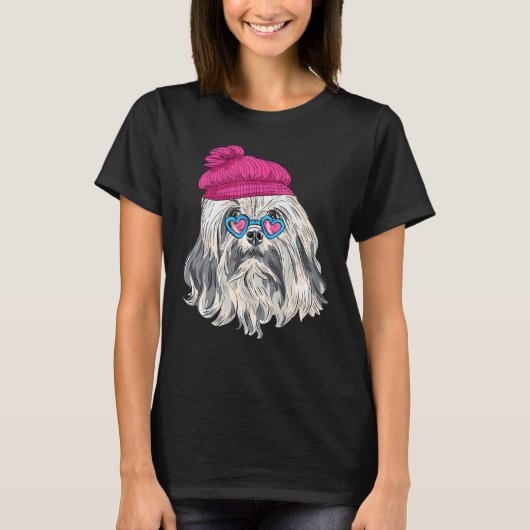 Hipster Dog Wearing Glasses Goofy Geek Dog T-Shirt (Vorderseite)