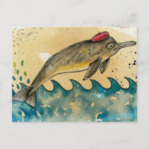 Hipster Dolphin Postkarte
