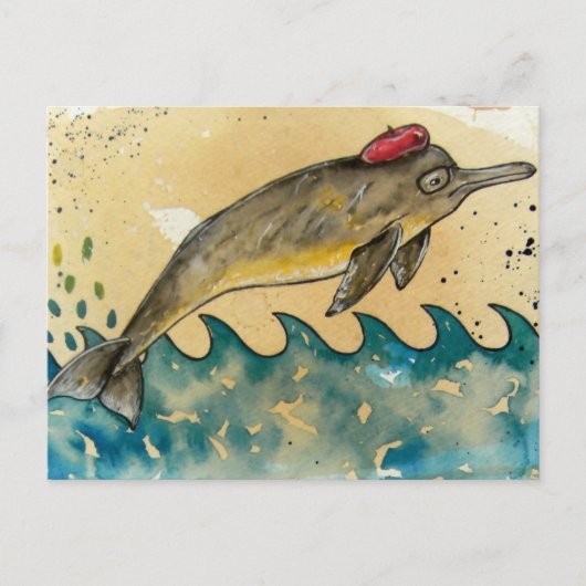 Hipster Dolphin Postkarte (Vorderseite)