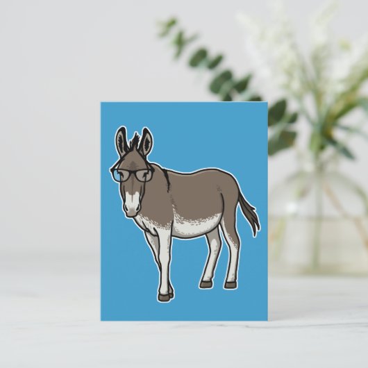 Hipster Donkey Postkarte (Stehend Vorderseite)