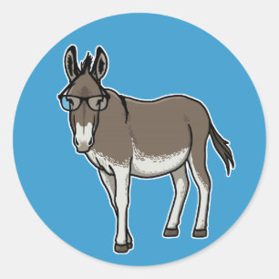 Hipster Donkey Runder Aufkleber