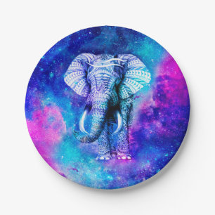 Hipster-Elefant-Nebelraum Pappteller