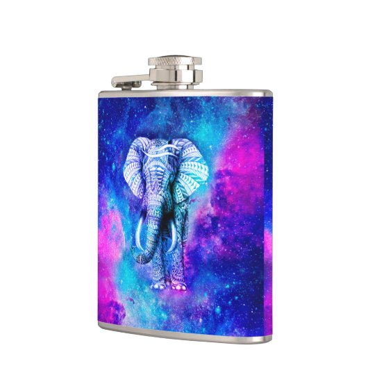 Hipster Elephant Nebula Space Flachmann (Links)