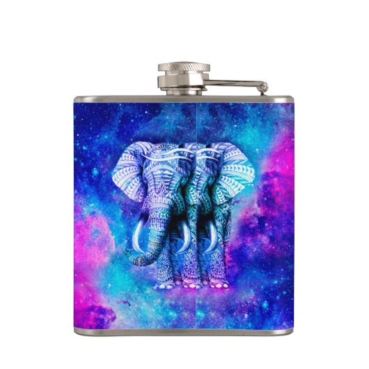 Hipster Elephant Nebula Space Flachmann (Rückseite)