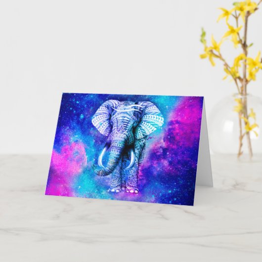 Hipster Elephant Nebula Space Karte (Gelbe Blume)