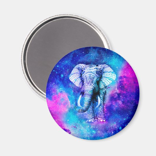 Hipster Elephant Nebula Space Magnet (Vorderseite/Rückseite)