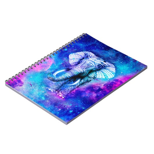 Hipster Elephant Nebula Space Notizblock (Linke Seite)