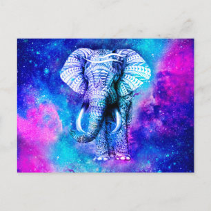 Hipster Elephant Nebula Space Postkarte