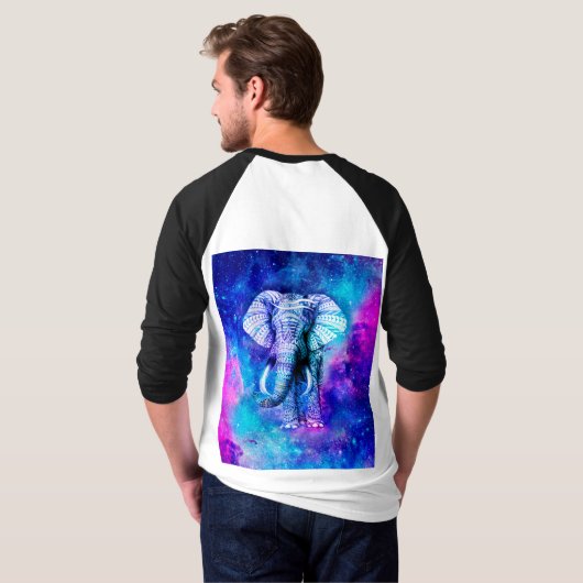 Hipster Elephant Nebula Space T-Shirt (Schwarz voll)