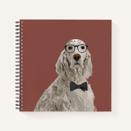 Hipster English Setter Notebook für Dog Lovers Notizblock (Vorderseite)
