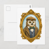 Hipster-Eulen-Porträt Postkarte (Vorne/Hinten)