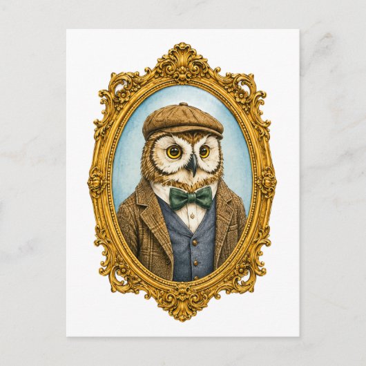 Hipster-Eulen-Porträt Postkarte (Vorderseite)