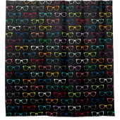 Hipster Eye Glasses Muster Nerdy Black Duschvorhang (Vorderseite)
