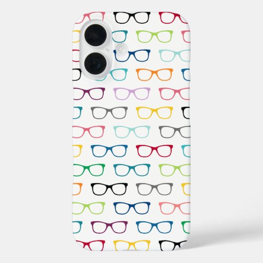 Hipster Eye Glasses Muster Niedlich farbenfroh wei Case-Mate iPhone Hülle (Rückseite)